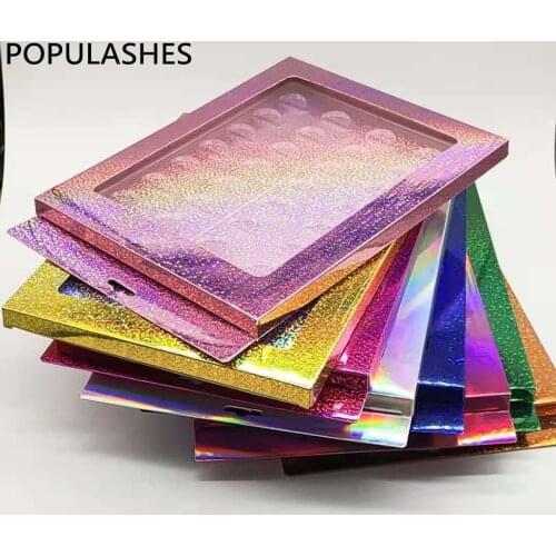 Wholesale 16 Pairs Lashes Book Packaging Glitter Laser Paper Case Pink Purple Boxes False Eyelashes Pack Makeup