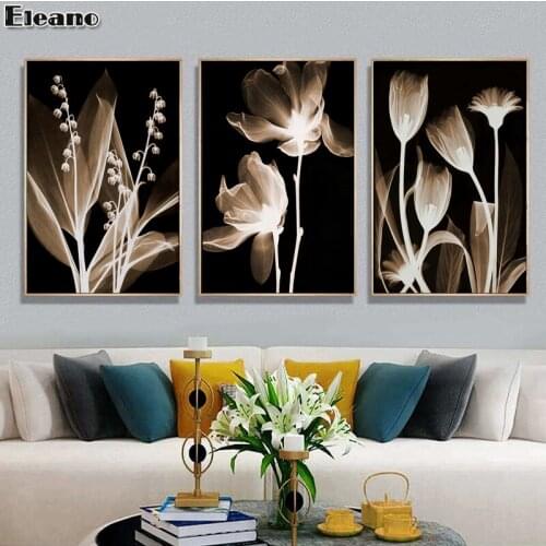 Black Brown Flower Plant Poster Luxury Canvas Print Nordic Modular Modern Art Painting Living Room Wall Art Home Decor Painting