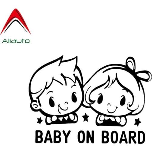 Aliauto Personality Warning Car Stickers Baby on Board Vehicle Motorcycle Vinyl Sunscreen Anti-UV Decals Black/Silver,16cm*11cm