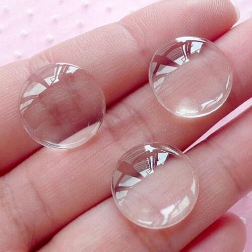 300pcs Clear Round Resin Cabochon Circle Transparent Resin Cabs(16mm)Plastic Flat Back Bubble Dome Cabochon Pendant
