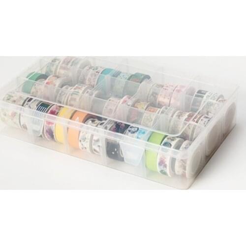 15 Compartments Clear Crafts Organizer Storage Box for Washi Tape Art Supplies and Sticker Stationery