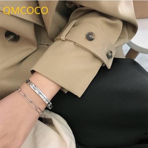 QMCOCO 925 Silver Charms Cuff Bracelets For Women Couples Vintage Terndy Roman Numerals For Woman Man Birthday Party Jewelry Gif