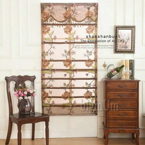 Luxury European Roman Blinds Rollers Tulle/Sheer Window Treatments/Curtains For Hotels/villas Free Shipping