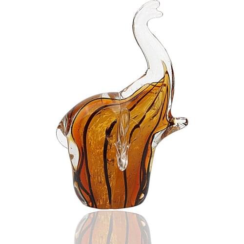 Handmade Art Glass Blown Elephant Animal Figurine Dollhouse Miniature Paper Weight Statue Collectible Christmas Birthday Gift