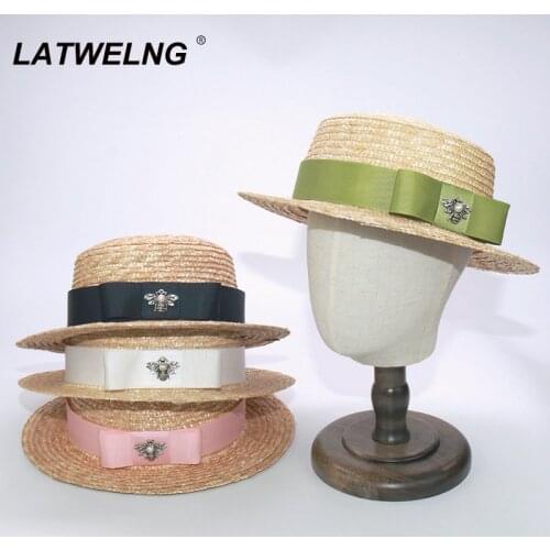 Parent-child Sun Hat Fashion Bee Women Summer Straw Visor Hats Cute Girls Beach Hats Holiday Gift Wholesale NH482