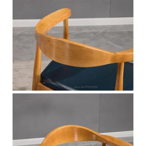 Presidential Chair Nordic Simple Solid Wood Dining Chair Home Backrest Armrest Stool Circle Chair Log Chair Horn Hiroshima Chair
