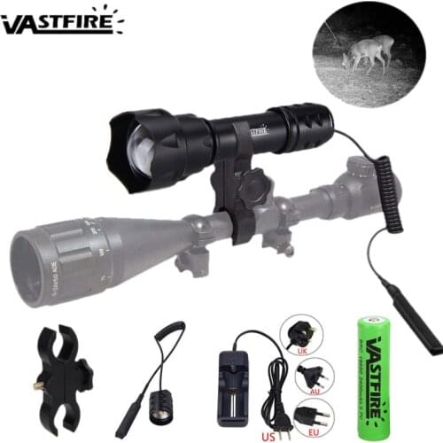 7W T20 IR 850nm 1Mode LED Night Vision Flashlight Infrared Light Adjustable Zoomable Tactical 38mm Convex Lens Torch Spot light