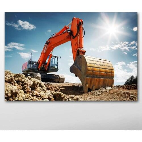 Canvas Cloth Posters and Prints Excavating machinery Vehicle Wallpaper Painting Wall Art for Living Room Decor