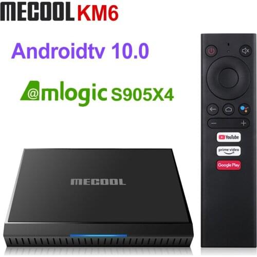 20pcs Mecool KM6 Google Certified Android 10 TV Box 2GB 16GB Amlogic S905X4 Voice Remote Control 2.4G WIFI BT4.2 Set Top Box