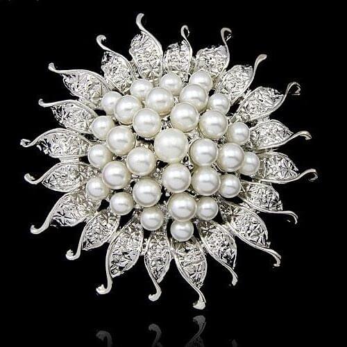 6pcs/lot Vintage Faux Pearl Floral Pin Brooches Wedding Brooch Pins