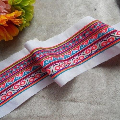 Miao embroidery stitch crochet fabric lace trim 12cm dress collar ribbon tape webbing ethnic tribal hmong thai india boho DIY