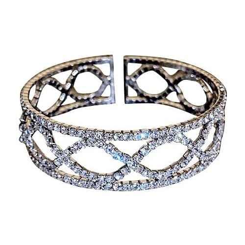 RZ084 Fashion Exaggerated Full Diamond Opening Wide Version Super fFash Diamond Design Bracelet Women