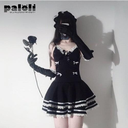 Lolita Sexy Maid Cosplay Costumes Cute Black Dress and Thong Anime Punk School Girl Gothic Outfit for Woman with Hat Gloves New