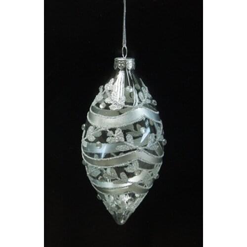 100pcs/pack 6*11cm Cone Shaped Silver Painting Glass Globe Christmas Day Decoration Hand Drawing Hanging Pendant