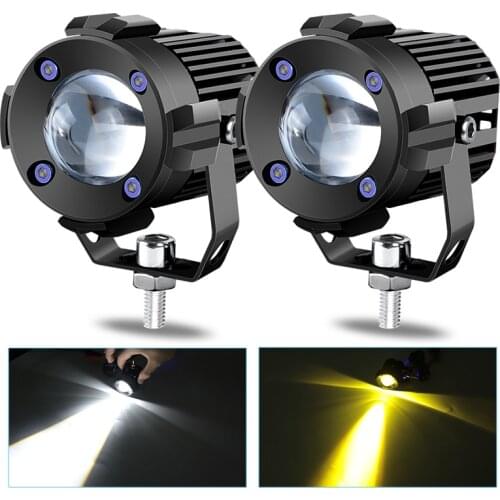 2pcs mini Led Headlight Work Fog Light 30W 12V 24V White Yellow Dual Color High Beam Spotlight for car motorcycles trucks SUVs