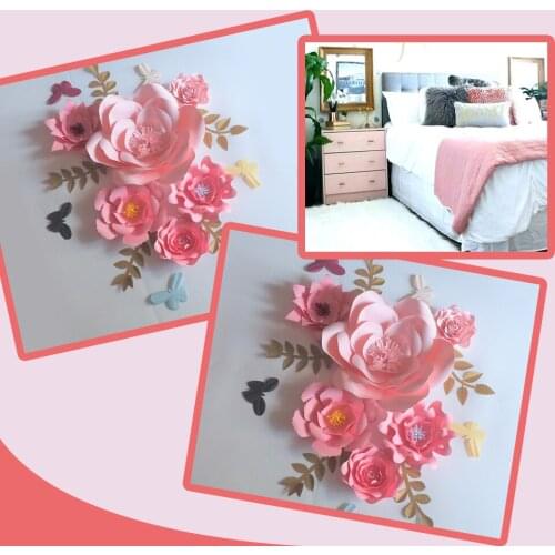 2018 DIY Artificial Large Paper Flowers Backdrop 6PCS+Leaves 7PCS+Butterflies 3PCS Wedding & Event Baby Nursery Video Tutorials