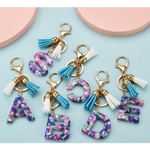 26 English alphabet keychain transparent acrylic crystal tassel pendant bag pendant pendant Christmas gift SN3122