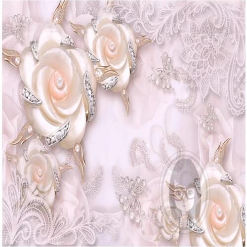 3d murals wallpaper for living room 3d warm pink wallpapers pearl three-dimensional flower jewelry background wall