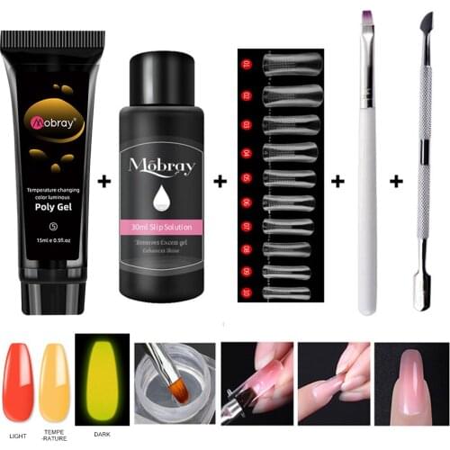 5pc/Lot Luminous Poly Nail Gel Manicure Kit Quick Building Nail Polish Soak Off Builder Nail Extension Tools Set