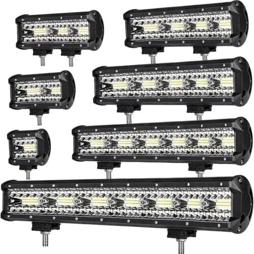 7'' 10'' 12'' 15'' 18'' 20'' LED Light Bar Work Light Tri-Row Led Bar Spot Flood Combo Beam 6000K For Offroad ATV SUV Truck Boat