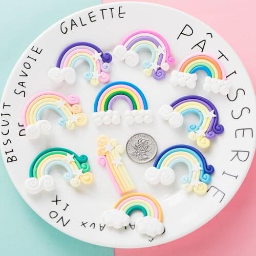 8Pcs Cute Simulation Rainbow Cream Accessories Charms for Jewelry Making DIY Keychain Keyring Pendant Handmade Accessory