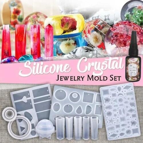 83Pcs Jewelry Mold DIY Crystal Glue Jewelry Mold Set Handmade Crystal Glue Silicone Mold Set Epoxy Handicrafts Mould DIY Design