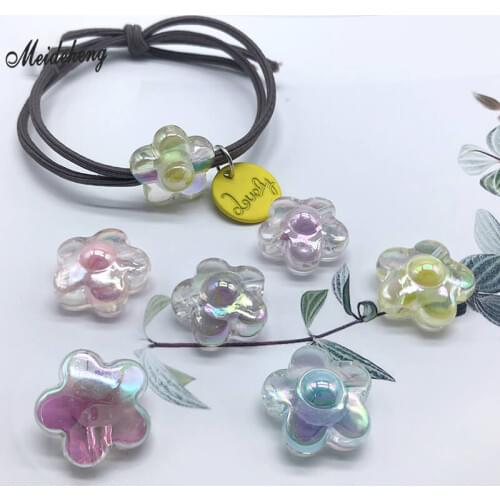 Acrylic Candy Flower Beads for Jewelry Making Children Keychain Hair Rope Ornament Decoration DIY Accessory Beads