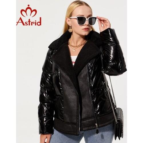Astrid 2021 Winter Womens Parkas Plus size Thick Cotton warm short Jackets Female Coats with Hooded leather Bio Fleece Outwear