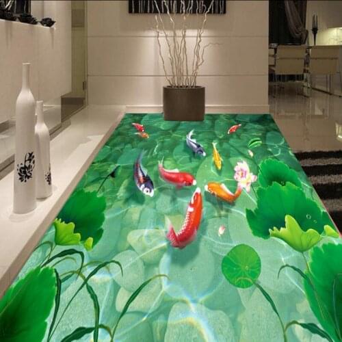Free Shipping Happy fish 3D floor wallpaper restaurant office home self-adhesive floor mural