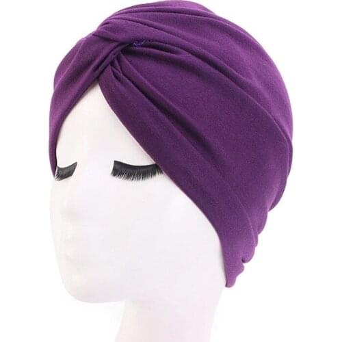 Bohemian Style Cotton Hair Coloring Headband Hat Twist Cap Indian Cance Muslim Women Elastic Turban Beanie Scarf Headwrap
