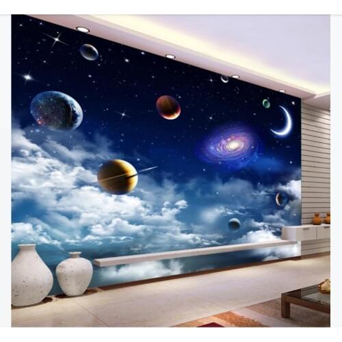 Custom 3D Wallpaper Universe Space Planet Night Sky Stars Photo Mural For Kids Bedroom Living Room TV background Wall Decor