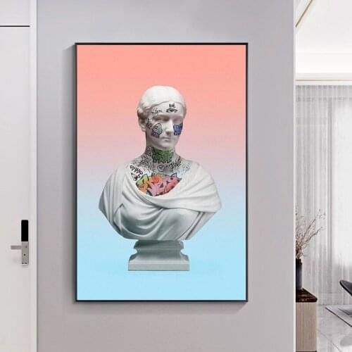 Graffiti Art Vaporwave Sculpture Canvas Art Posters of David Canvas Abstract Paintings on The Wall Street Art Picture Wall Decor