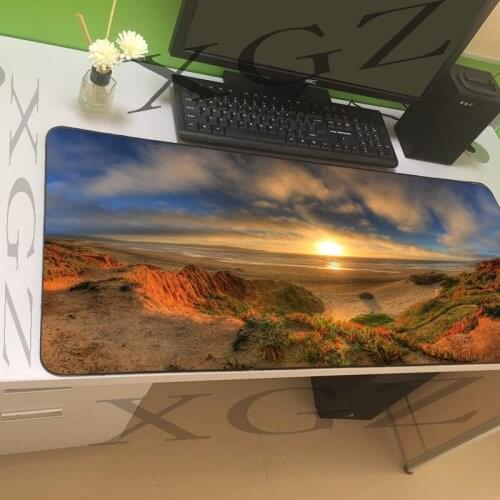 XGZ Dashan Seaside Sunset Mousepad Office Computer Keyboard Large Locking Edge Pad Game Home XXL