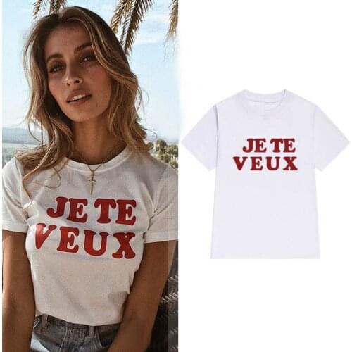 Je te veux red Print Women Tshirts Cotton Casual Funny t Shirt For Lady Top Tee Hipster Drop Ship NA-635