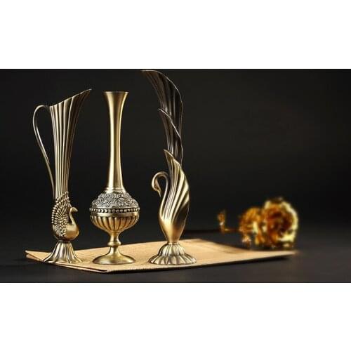 Classic Vintage Vases for Artificial Flowers Home Decoration Accessories Tabletop Tube Vase Home Decor Antique Metal Vase 531