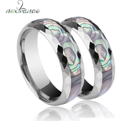 Nextvance Stainless Steel Shell Couple Ring 8mm Wedding Rings For Anniversary Gift Bijoux Femme Homme L-R79