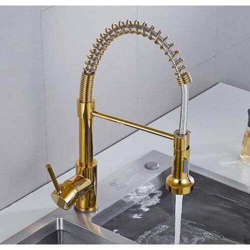 Sprayer Commercial Style Single Handle Pull Out Sprayer Kitchen Taps Gold Stainless Steel Pull Down Bathroom Sink Taps