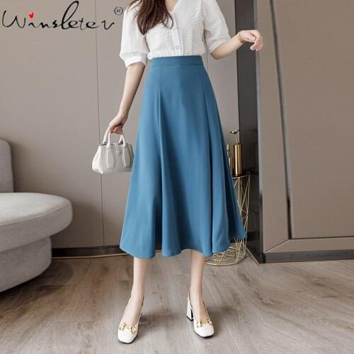 Summer 2021 Solid Skirt Women Girls Mermaid Trumpet Skirts High Waist Back Zipper Slit Midi Skirt OL Women Work Wear B15607A