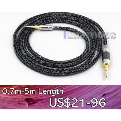LN006580 8 Core Silver Plated Black Earphone Cable For beyerdynamic DT 240 Pro DT240Pro Shure AONIC 50 AKG Y55 Y40 Y50 Y45BT