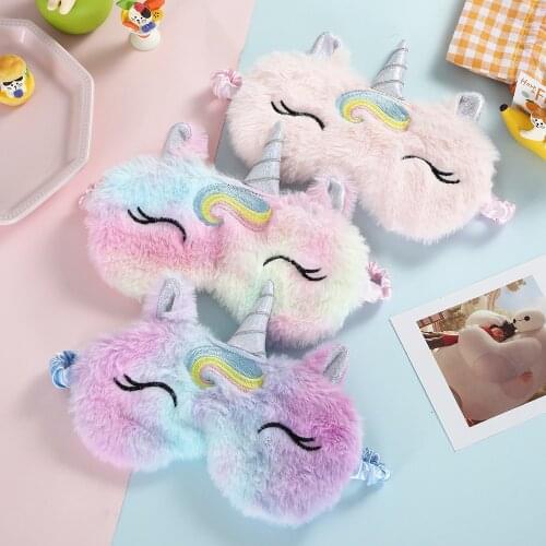 Unicorn Sleeping Eye Mask For Childern Cartoon Sleep Eye Band Travel Soft Animal Women Eye Cover Blindfold Shade Rest Eyepatch