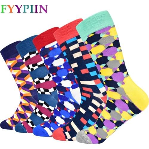Men Socks Hot Sale Standard Casual Sokken 2019 New Socks Striped Business Happy Cotton sokcs colorful men