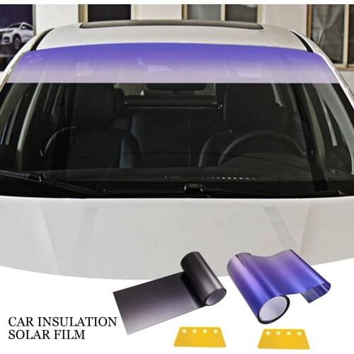 Car Front Windshield Sun Visor Protection Shade Sticker Window Sun Visor Strip Heat Insulation Tint Film 150x20cm Auto Decors