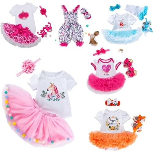 Many Different Styles 50-58CM Doll Dress Reborn Baby Doll Clothes High Quality Dress All Cotton Clothes With Hairband