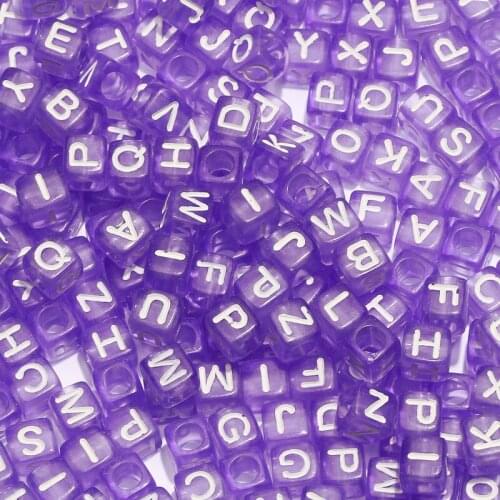 Wholesale Purple Mixed Letter Acrylic Beads 6*6mm Square Alphabet Spacer Beads For Jewelry Making Diy Bracelet Necklace