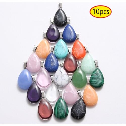 Wholesale 10pcs/lots Fashion Good Quality Natural Waterdrop Stone Healing Crystal Gemstone Pendant for Jewelry Making