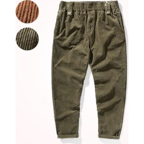 Autumn and Winter Corduroy Casual Pants Men 's Japanese-Style Retro Stretch Worn Looking Washed-out Loose Straight Trousers