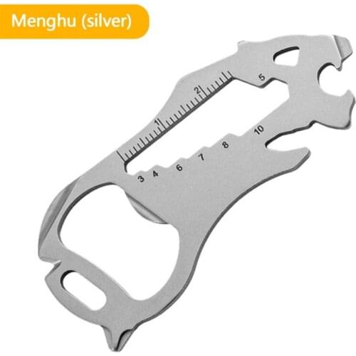 Outdoor Stainless Steel EDC Card Tools Carabiner Clip Bottle Opener Keychain Camping Multi-functional Accessories