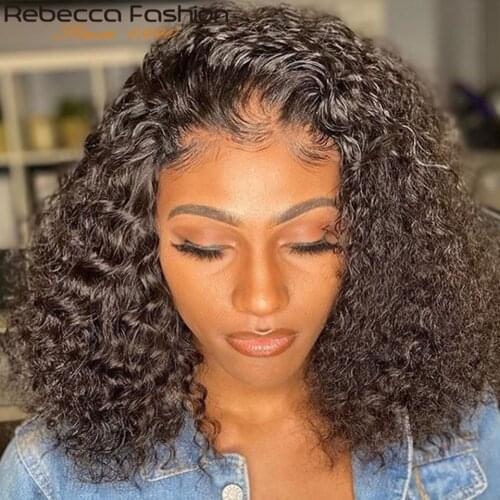 Rebecca Deep Wave 13x4 Lace Front Human Hair Wigs Curly Brazilian Long 28 30 Inches Water Wave Lace Frontal Wig For Black Women