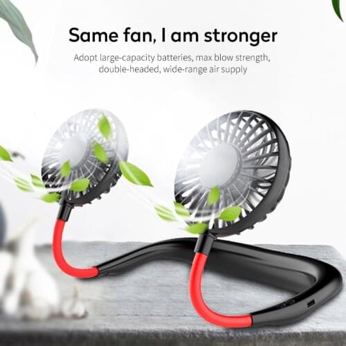 Portable Hanging Neck Fan Hands-Free Hanging USB Rechargeable Dual Fan Mini Cooler Fan for Home Outdoor Ventilador Drop Shipping