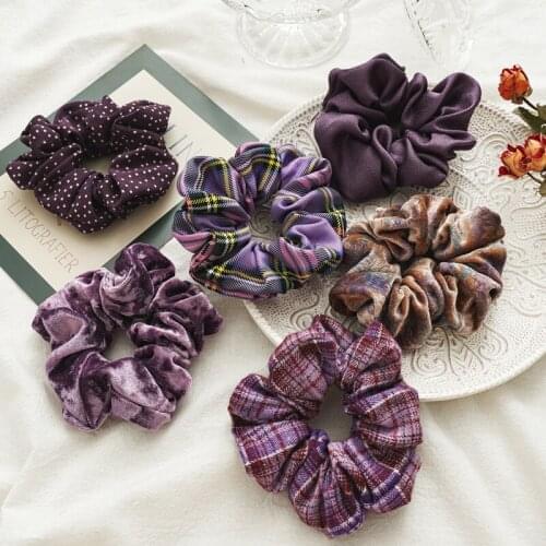 2020 new autumn and winter purple Series Gold flannel hair ring headdress simple thick polyester large coil